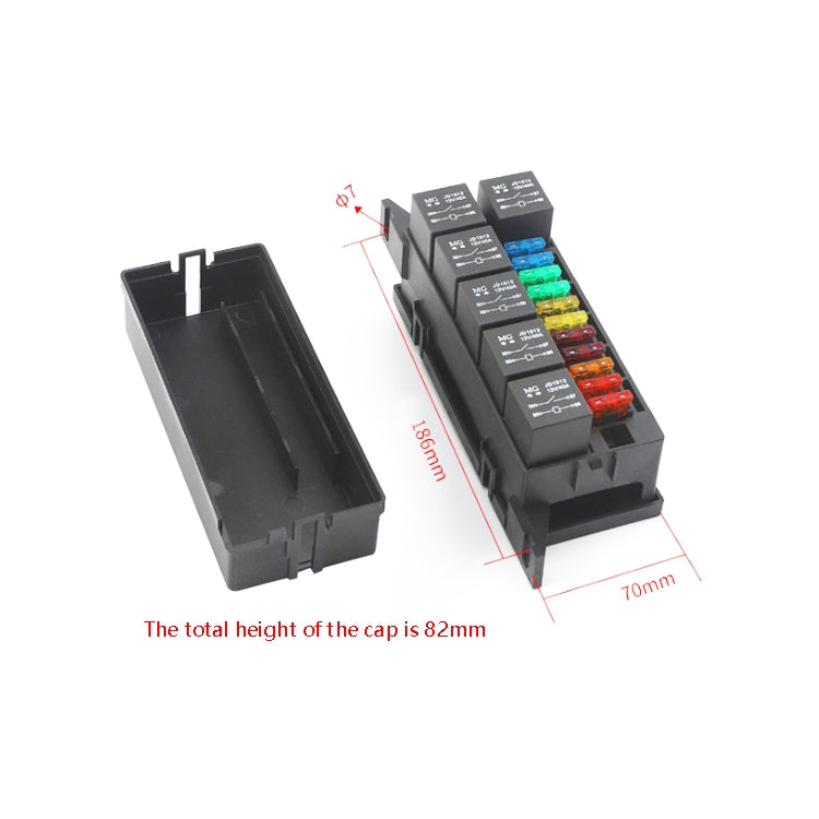 Car Modified 12V / 4Pin / 40A Black Shell 11-Way Fuse With 6-Way Relay Car Machine Cabin Link Inner Cassette Seat - Fuse by PMC TechLife | Online Shopping South Africa | PMC TechLife | Buy Now Pay Later Mobicred