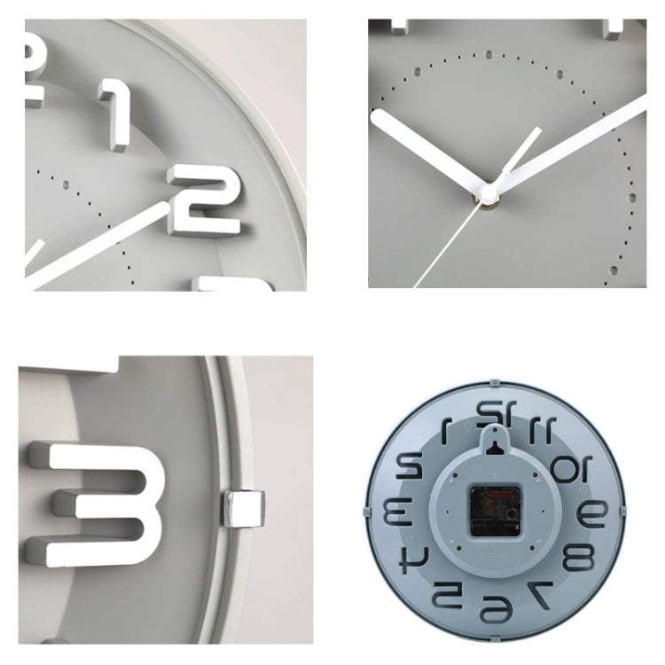 12 Inch Living Room Silent Wall Clock Round Stereo 3D Digital Wall Clock(Gray) - free shipping - PMc TechLife - Order now!