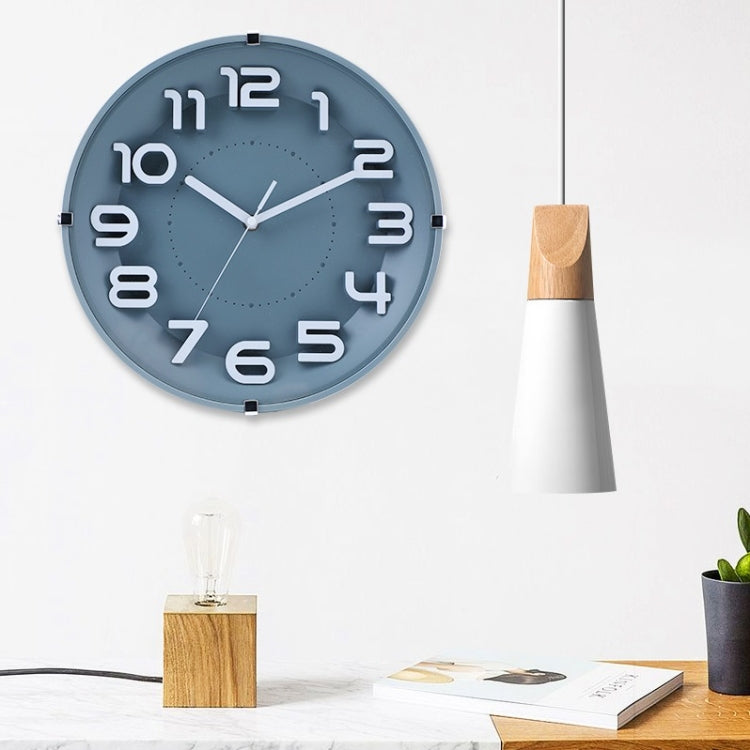 12 Inch Living Room Silent Wall Clock Round Stereo 3D Digital Wall Clock(Gray) - free shipping - PMc TechLife - Order now!