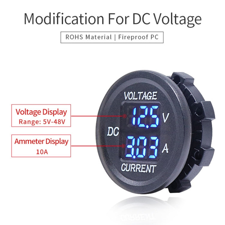 2 In 1 Modified Car Double Digital Voltage Current Table Measuring Instrument(Blue Light) - Clocks & Car Meters by PMC TechLife | Online Shopping South Africa | PMC TechLife | Buy Now Pay Later Mobicred