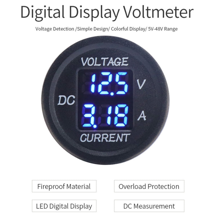 2 In 1 Modified Car Double Digital Voltage Current Table Measuring Instrument(Red Light) - Clocks & Car Meters by PMC TechLife | Online Shopping South Africa | PMC TechLife | Buy Now Pay Later Mobicred