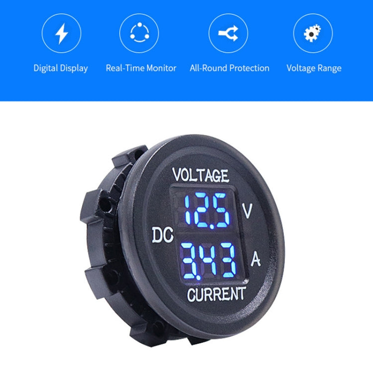 2 In 1 Modified Car Double Digital Voltage Current Table Measuring Instrument(Blue Light) - Clocks & Car Meters by PMC TechLife | Online Shopping South Africa | PMC TechLife | Buy Now Pay Later Mobicred