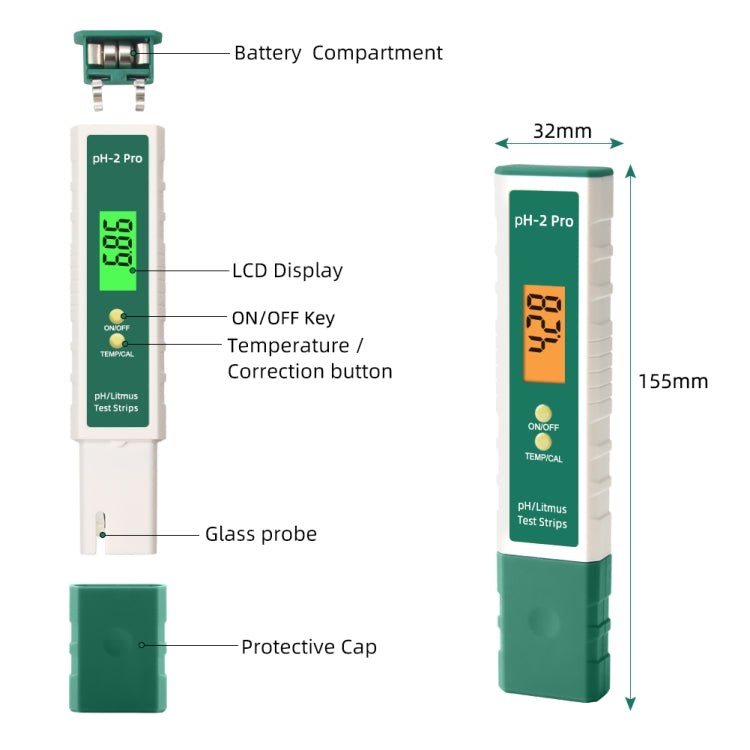 PH-2 Pro Litmus Tester Litmus Test Paper Color Change PH Meter Water Quality Meter - PH & Moisture Meter by PMC Jewellery | Online Shopping South Africa | PMC Jewellery | Buy Now Pay Later Mobicred