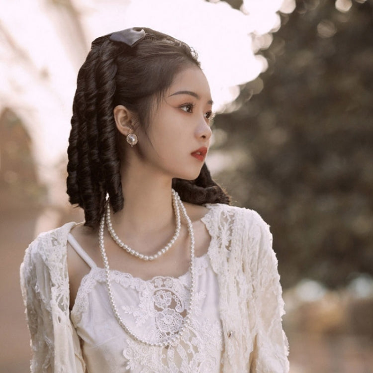 Princess Curly Ponytail Wig Costume Film And Television Retro Prom Comb Ponytail Curly Hair(Brownish Black) - free shipping - PMC TechLife - Order now!
