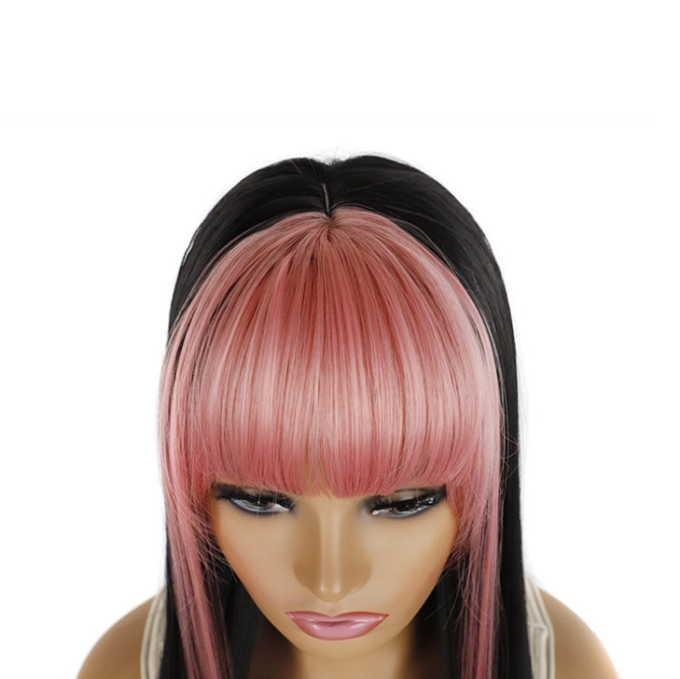 Color Bleaching And Dyeing Double Sideburns With Bangs Long Straight Hip-Hop Wig(Red Bleaching Black) - free shipping - PMC TechLife - Order now!