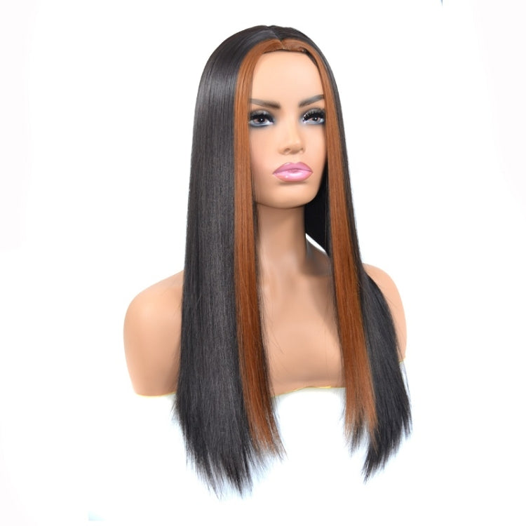 Women Medium Haircut Bleaching And Dyeing Long Straight Wigs(Black Brown) - free shipping - PMC TechLife - Order now!