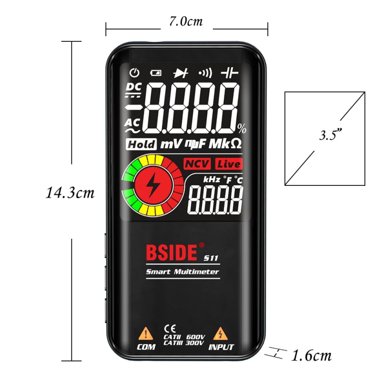 BSIDE Digital Multimeter 9999 Counts LCD Color Display DC AC Voltage Capacitance Diode Meter, Specification: S10 Dry Battery Version (Red) - Digital Multimeter by BSIDE | Online Shopping South Africa | PMC Jewellery | Buy Now Pay Later Mobicred