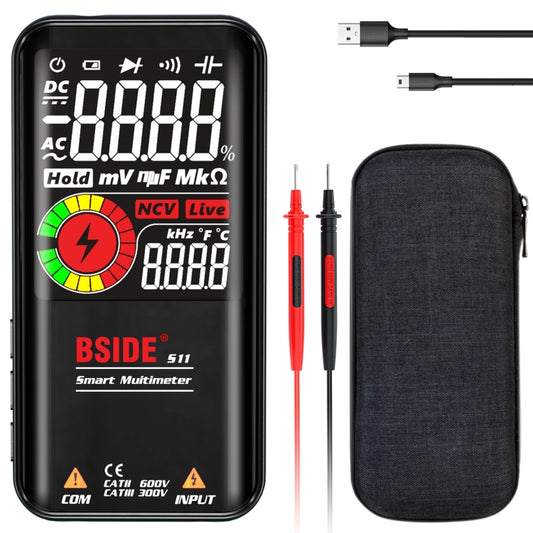 BSIDE Digital Multimeter 9999 Counts LCD Color Display DC AC Voltage Capacitance Diode Meter, Specification: S11 Recharge Version (Black) - Digital Multimeter by BSIDE | Online Shopping South Africa | PMC Jewellery | Buy Now Pay Later Mobicred