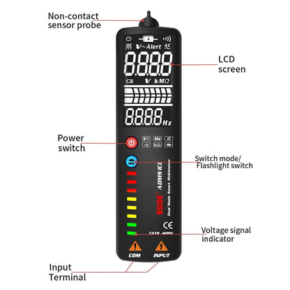 BSIDE Dual-Mode Smart Large-Screen Display Multimeter Electric Pen Portable Voltage Detector, Specification: ADMS1 - Digital Multimeter by BSIDE | Online Shopping South Africa | PMC Jewellery | Buy Now Pay Later Mobicred