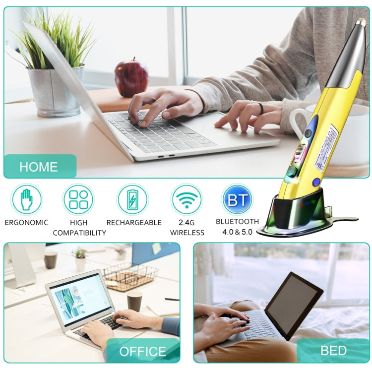 PR-A19 2.4GHz Wireless Charging Bluetooth Mouse Pen Type Shining Quiet Mouse(Yellow) - free shipping - PMC Jewellery - Order now!