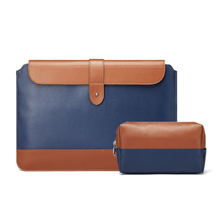 Horizontal Microfiber Color Matching Notebook Liner Bag, Style: Liner Bag+Power Bag(Blue + Brown), Applicable Model: 13  -14 Inch - 13.3 inch by PMC Jewellery | Online Shopping South Africa | PMC Jewellery | Buy Now Pay Later Mobicred