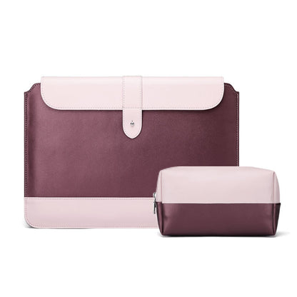 Horizontal Microfiber Color Matching Notebook Liner Bag, Style: Liner Bag+Power Bag (Wine Red), Applicable Model: 11  -12 Inch - 10 - 11 inch by PMC Jewellery | Online Shopping South Africa | PMC Jewellery | Buy Now Pay Later Mobicred