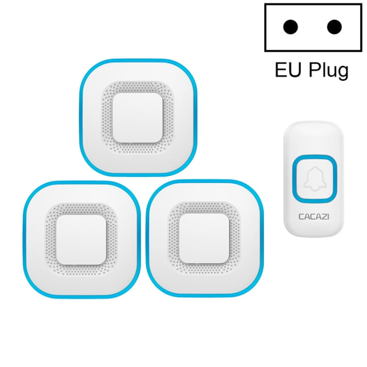 CACAZI V028F 1 For 3 Wireless Music Doorbell without Battery, Plug:EU Plug(White) - free shipping - PMC TechLife - Order now!