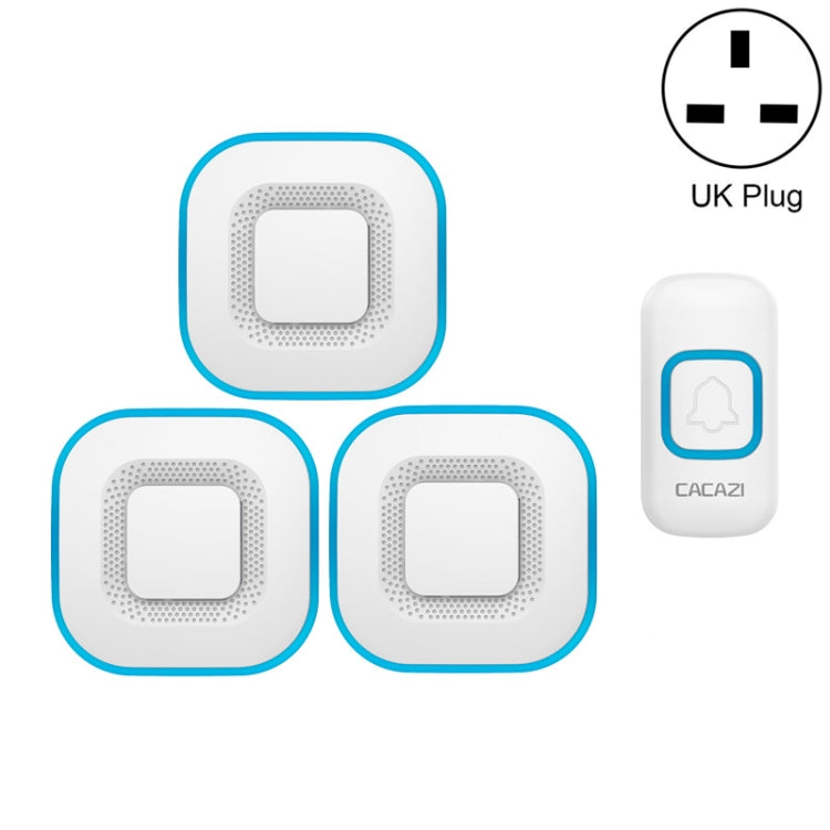 CACAZI V028F 1 For 3 Wireless Music Doorbell without Battery, Plug:UK Plug(White) - free shipping - PMC TechLife - Order now!