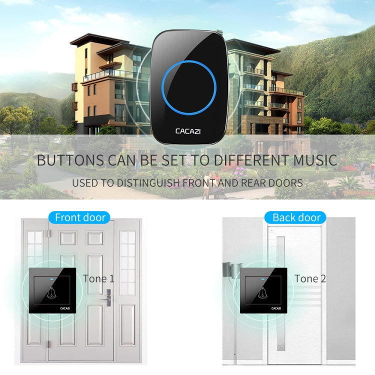 CACAZI H10 1 For 2 Home Wireless Music Doorbell without Battery, Plug:US Plug(White) - free shipping - PMC TechLife - Order now!