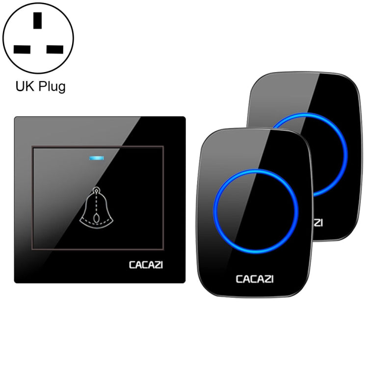 CACAZI H10 1 For 2 Home Wireless Music Doorbell without Battery, Plug:UK Plug(Black) - Wireless Doorbell by CACAZI | Online Shopping South Africa | PMC TechLife | Buy Now Pay Later Mobicred