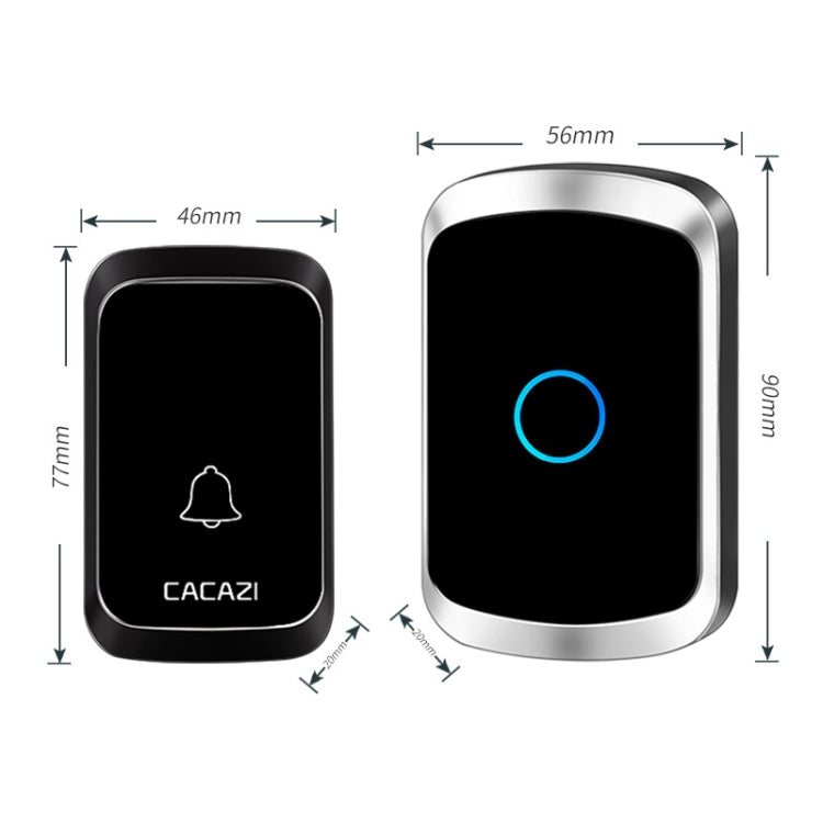 CACAZI A50 1 For 1 Wireless Music Doorbell without Battery, Plug:US Plug(Black) - Wireless Doorbell by CACAZI | Online Shopping South Africa | PMC TechLife | Buy Now Pay Later Mobicred