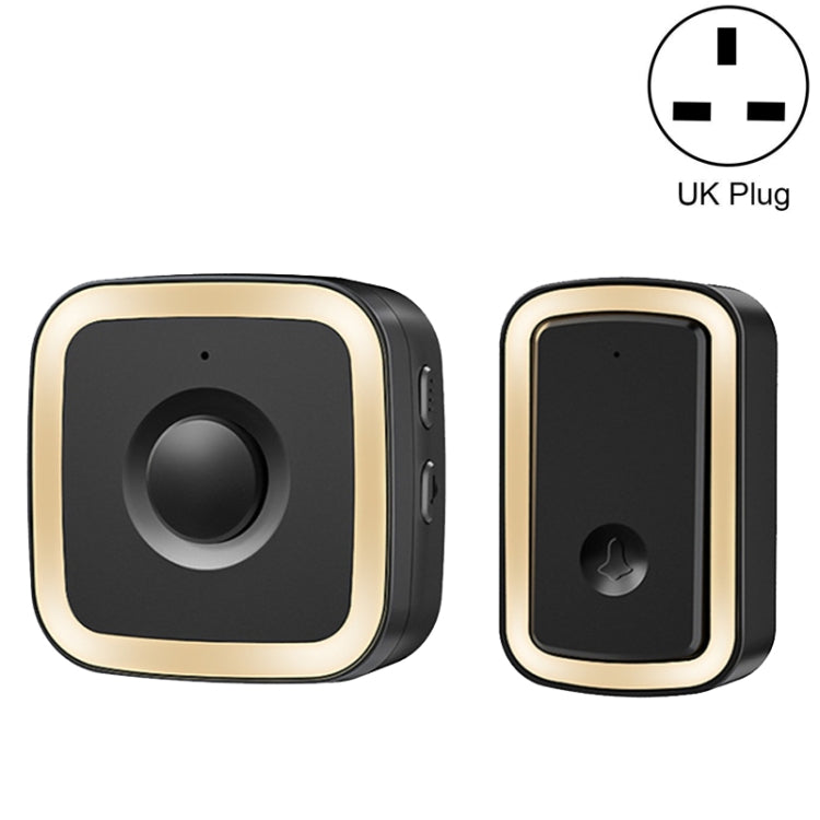 CACAZI A58 1 For 1 Smart Wireless Doorbell without Battery, Plug:UK Plug(Black Gold) - Wireless Doorbell by CACAZI | Online Shopping South Africa | PMC TechLife | Buy Now Pay Later Mobicred