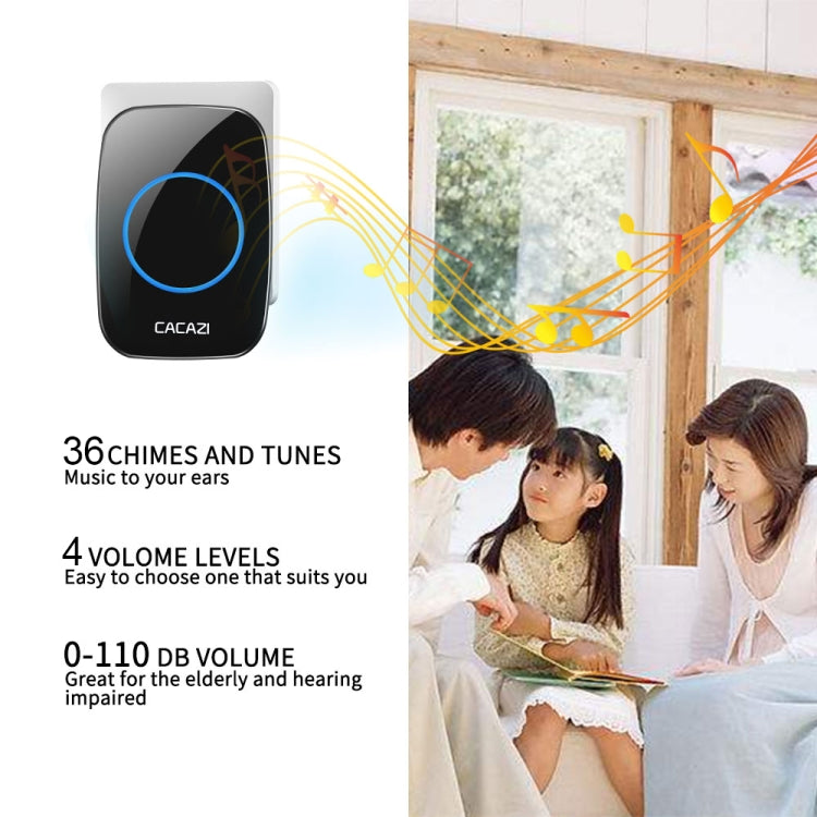 CACAZI H10 1 For 1 Wireless Smart Doorbell without Battery, Plug:US Plug(Black) - Wireless Doorbell by CACAZI | Online Shopping South Africa | PMC Jewellery