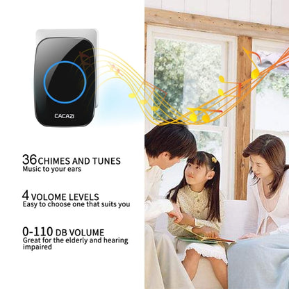 CACAZI H10 1 For 1 Wireless Smart Doorbell without Battery, Plug:US Plug(Black) - Wireless Doorbell by CACAZI | Online Shopping South Africa | PMC Jewellery