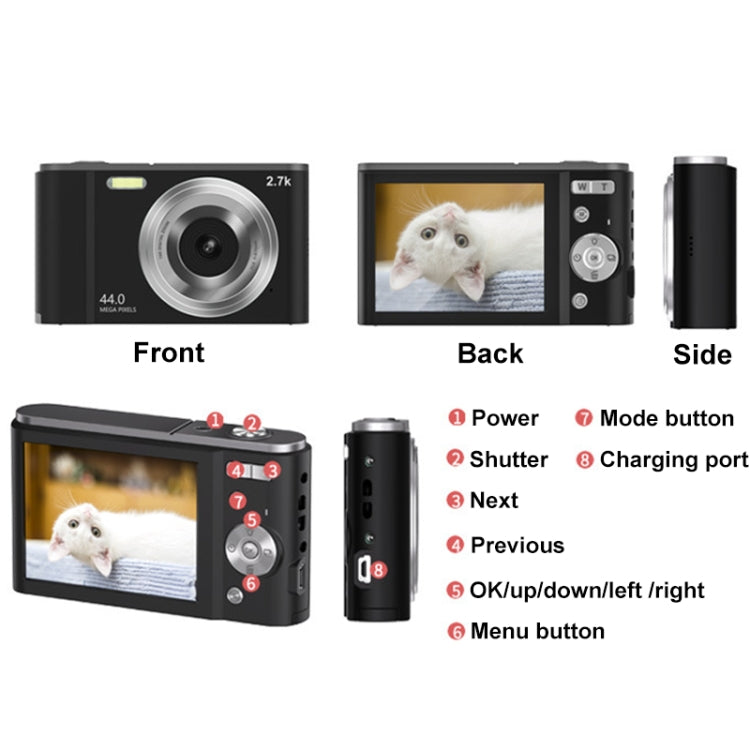 DC303A 2.8-Inch 4K 16X Zoom HD Digital Camera Mini Children Photography Camera US Plug(Black) - Children Cameras by PMC Jewellery | Online Shopping South Africa | PMC Jewellery | Buy Now Pay Later Mobicred