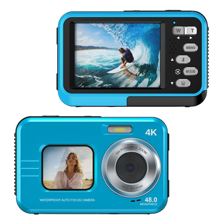 WDC901 3.5m Waterproof 48MP HD Dual Screen Outdoor Sports Digital Camera US Plug(Blue) - Children Cameras by PMC Jewellery | Online Shopping South Africa | PMC Jewellery | Buy Now Pay Later Mobicred