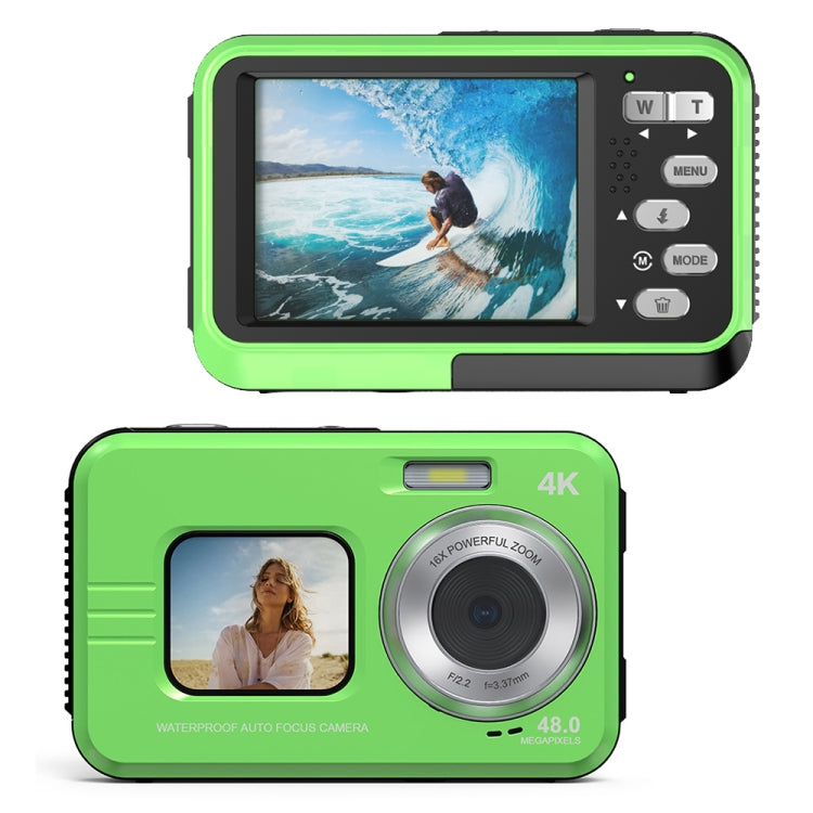 WDC901 3.5m Waterproof 48MP HD Dual Screen Outdoor Sports Digital Camera EU Plug(Green) - Children Cameras by PMC Jewellery | Online Shopping South Africa | PMC Jewellery | Buy Now Pay Later Mobicred