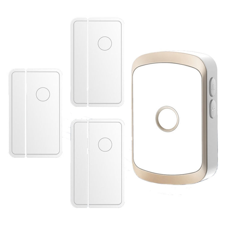 CACAZI M20 1 For 3 Split Type Door Opening Sensor Reminder Smart Wireless Doorbell Alarm, Style: US Plug(Gold) - Wireless Doorbell by CACAZI | Online Shopping South Africa | PMC Jewellery