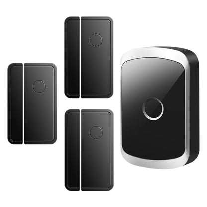 CACAZI M20 1 For 3 Split Type Door Opening Sensor Reminder Smart Wireless Doorbell Alarm, Style: UK Plug(Black) - Wireless Doorbell by CACAZI | Online Shopping South Africa | PMC Jewellery