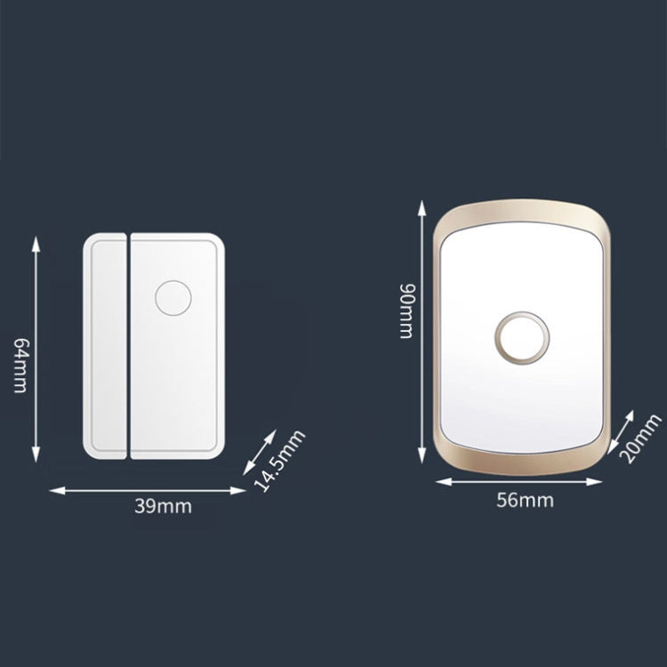 CACAZI M20 1 For 3 Split Type Door Opening Sensor Reminder Smart Wireless Doorbell Alarm, Style: US Plug(Gold) - Wireless Doorbell by CACAZI | Online Shopping South Africa | PMC Jewellery