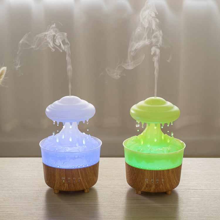 V50 Desktop Colorful Night Light Humidifier Wood Grain Water Drop Aroma Diffuser, Spec: US Plug(White) - free shipping - PMC TechLife - Order now!