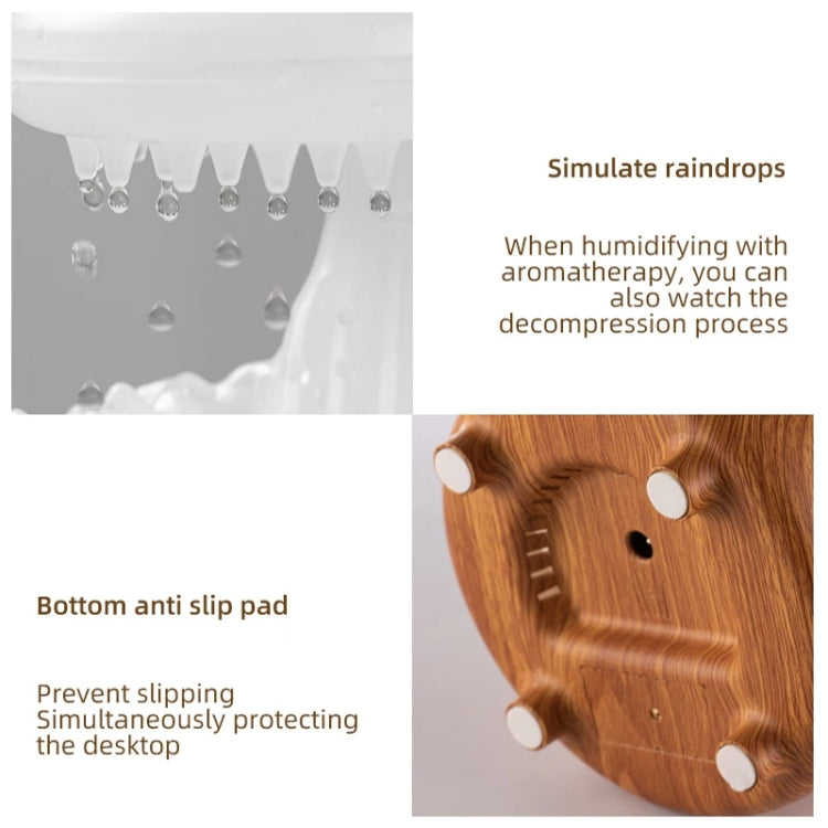 V50 Desktop Colorful Night Light Humidifier Wood Grain Water Drop Aroma Diffuser, Spec: EU Plug(White) - free shipping - PMC TechLife - Order now!