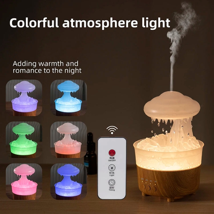 V50 Desktop Colorful Night Light Humidifier Wood Grain Water Drop Aroma Diffuser, Spec: EU Plug(White) - free shipping - PMC TechLife - Order now!