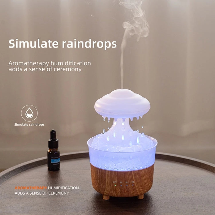 V50 Desktop Colorful Night Light Humidifier Wood Grain Water Drop Aroma Diffuser, Spec: US Plug(White) - free shipping - PMC TechLife - Order now!
