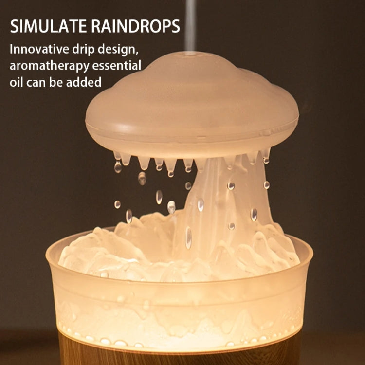 V50 Desktop Colorful Night Light Humidifier Wood Grain Water Drop Aroma Diffuser, Spec: US Plug(White) - free shipping - PMC TechLife - Order now!
