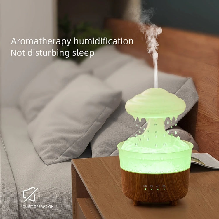 V50 Desktop Colorful Night Light Humidifier Wood Grain Water Drop Aroma Diffuser, Spec: EU Plug(White) - free shipping - PMC TechLife - Order now!
