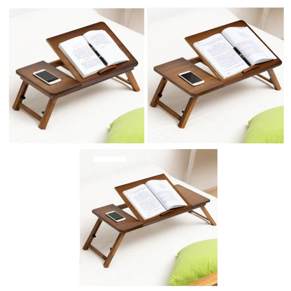 741ZDDNZ Bed Use Folding Height Adjustable Laptop Desk Dormitory Study Desk, Specification: Classic Tea Color 56cm Thick Bamboo - Laptop Stand by PMC Jewellery | Online Shopping South Africa | PMC Jewellery | Buy Now Pay Later Mobicred