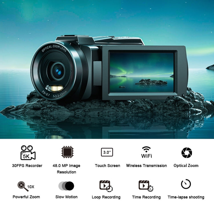 HDV265K 5K 30FPS 3.0-Inch HD Digital 3X Optical Zoom Outdoor Sports DV Camera UK Plug(Black) - Video Cameras by PMC TechLife | Online Shopping South Africa | PMC TechLife | Buy Now Pay Later Mobicred