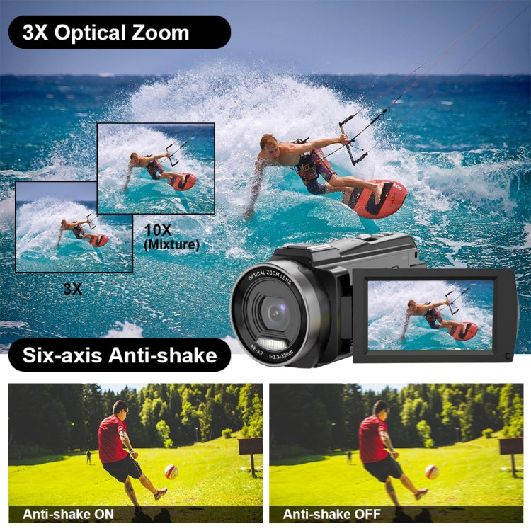 HDV265K 5K 30FPS 3.0-Inch HD Digital 3X Optical Zoom Outdoor Sports DV Camera UK Plug(Black) - Video Cameras by PMC TechLife | Online Shopping South Africa | PMC TechLife | Buy Now Pay Later Mobicred