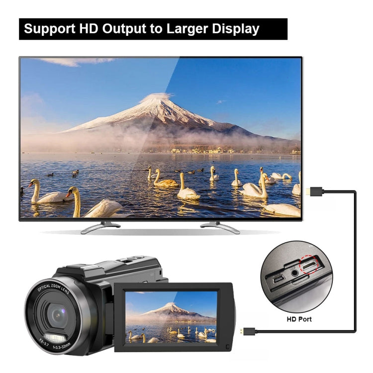 HDV265K 5K 30FPS 3.0-Inch HD Digital 3X Optical Zoom Outdoor Sports DV Camera AU Plug(Black) - Video Cameras by PMC TechLife | Online Shopping South Africa | PMC TechLife | Buy Now Pay Later Mobicred