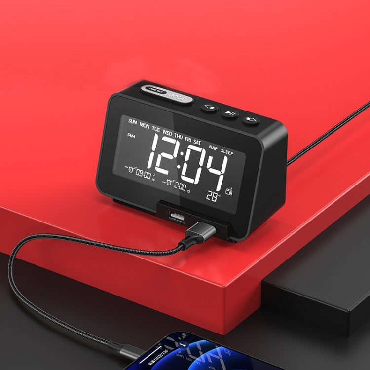 K5 Wireless Bluetooth Speaker Desktop Alarm Clock Radio, Specification: EU Plug(Black) - Desktop Speaker by PMC Jewellery | Online Shopping South Africa | PMC Jewellery | Buy Now Pay Later Mobicred