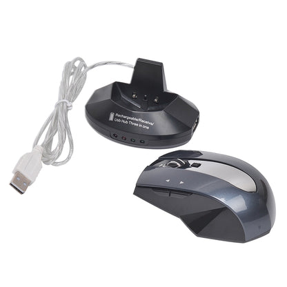 M-011G 2.4GHz 6 Keys Wireless Charging Mouse Office Game Mouse(Black + Silver) - Wireless Mice by PMC Jewellery | Online Shopping South Africa | PMC Jewellery | Buy Now Pay Later Mobicred