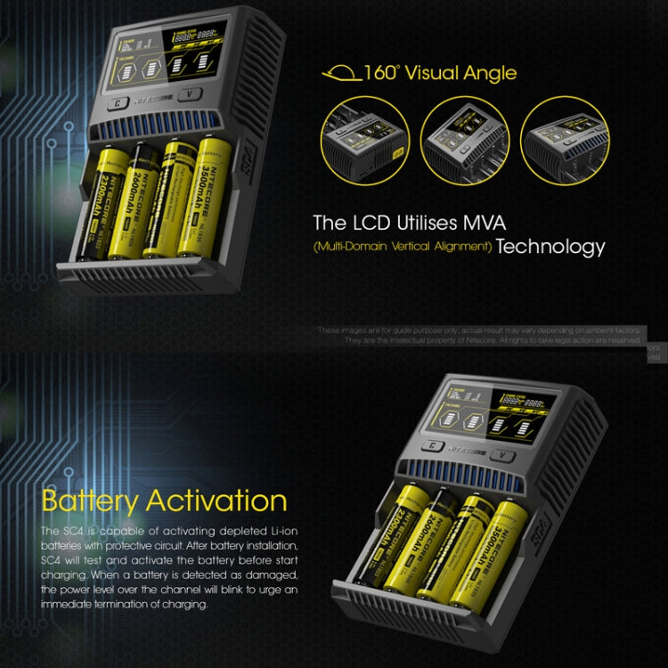 NITECORE 4-Slot Smart LCD Fast Charger, Model: SC4(UK Plug) - Charger & Converter by PMC TechLife | Online Shopping South Africa | PMC TechLife | Buy Now Pay Later Mobicred