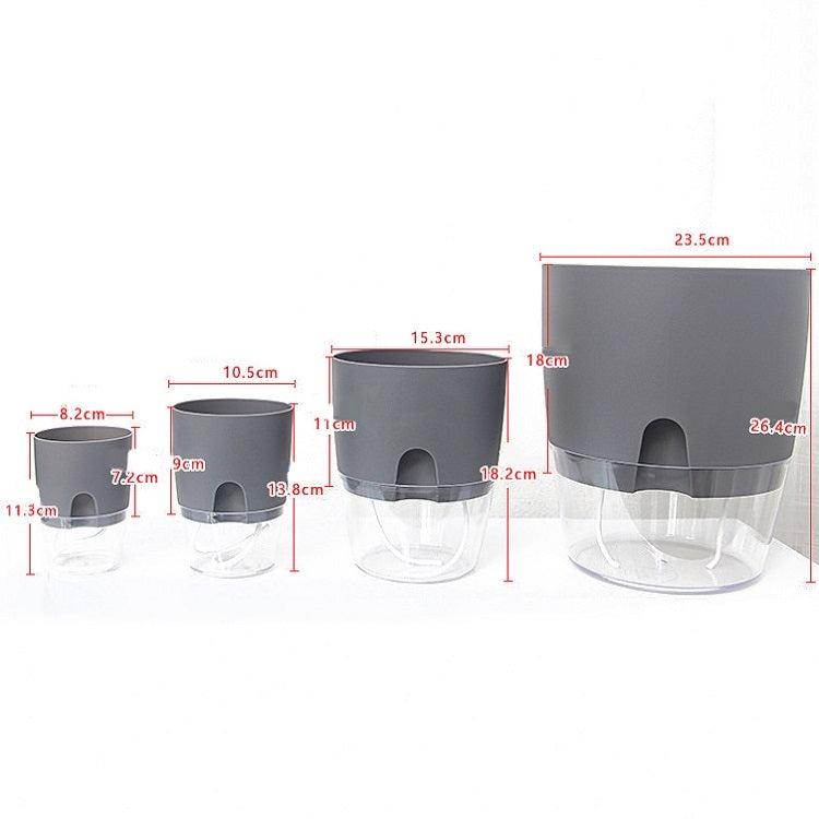 Transparent Plastic Double-Layer Water Storage Automatic Water-Absorbing Flowerpot, Size: A707 Caliber 15.3cm(Gray Transparent Basin) - Flower Pots & Planters by PMc TechLife | Online Shopping South Africa | PMc TechLife | Buy Now Pay Later Mobicred