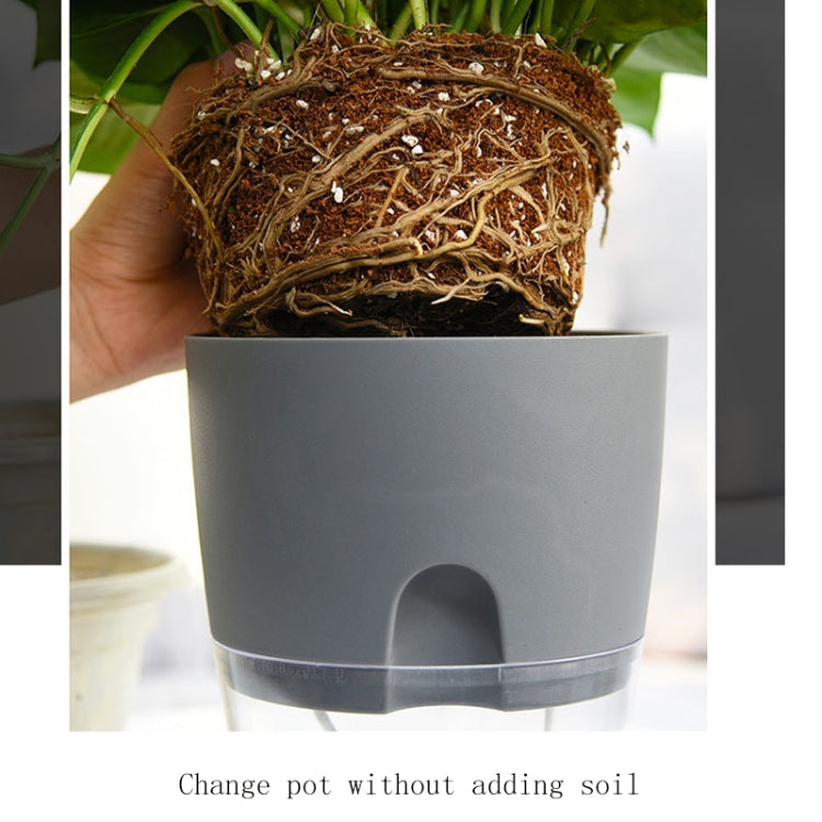 Transparent Plastic Double-Layer Water Storage Automatic Water-Absorbing Flowerpot, Size: A707 Caliber 15.3cm(Gray Transparent Basin) - Flower Pots & Planters by PMc TechLife | Online Shopping South Africa | PMc TechLife | Buy Now Pay Later Mobicred