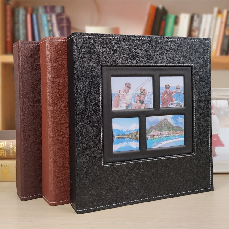 6 Inch 600 Sheets Leather Cover Photo Album Family Photo Album Storage Book(Dark Brown) - Photo Albums & Photo Frames by PMc TechLife | Online Shopping South Africa | PMc TechLife | Buy Now Pay Later Mobicred