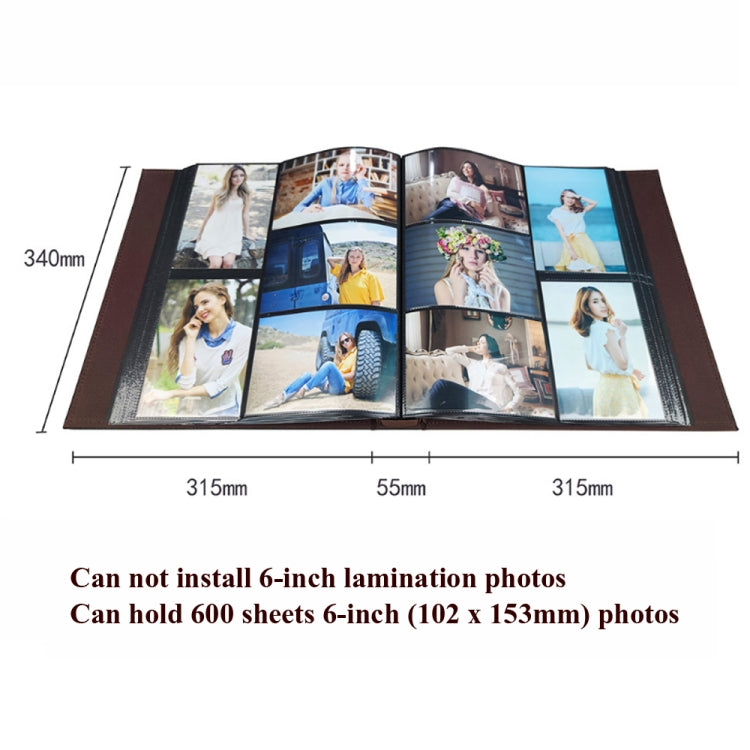 6 Inch 600 Sheets Leather Cover Photo Album Family Photo Album Storage Book(Dark Brown) - Photo Albums & Photo Frames by PMc TechLife | Online Shopping South Africa | PMc TechLife | Buy Now Pay Later Mobicred