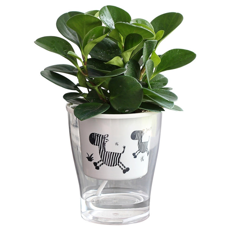 Fully Transparent Hydroponic Flower Pots Water Level Visible Non-Broken Glue Self-Absorbent Plastic Flower Pots, Size: W05 Caliber 13cm(Full Transparent Zebra Pattern) - Flower Pots & Planters by PMc TechLife | Online Shopping South Africa | PMc TechLife | Buy Now Pay Later Mobicred