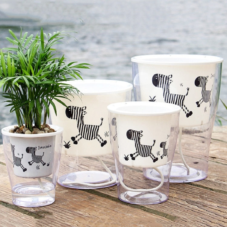 Fully Transparent Hydroponic Flower Pots Water Level Visible Non-Broken Glue Self-Absorbent Plastic Flower Pots, Size: W09 Caliber 17.5cm(Full Transparent Zebra Pattern) - Flower Pots & Planters by PMc TechLife | Online Shopping South Africa | PMc TechLife | Buy Now Pay Later Mobicred