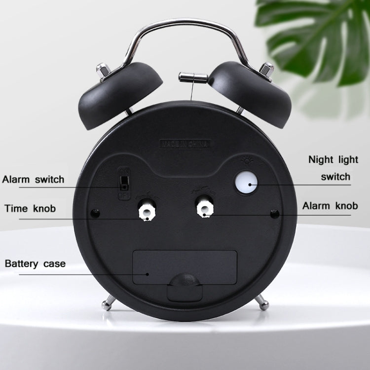 3304T Bedroom Bedside Multifunctional Bell Metal Alarm Clock With Night Light(Black) - Alarm Clocks by PMc TechLife | Online Shopping South Africa | PMc TechLife | Buy Now Pay Later Mobicred